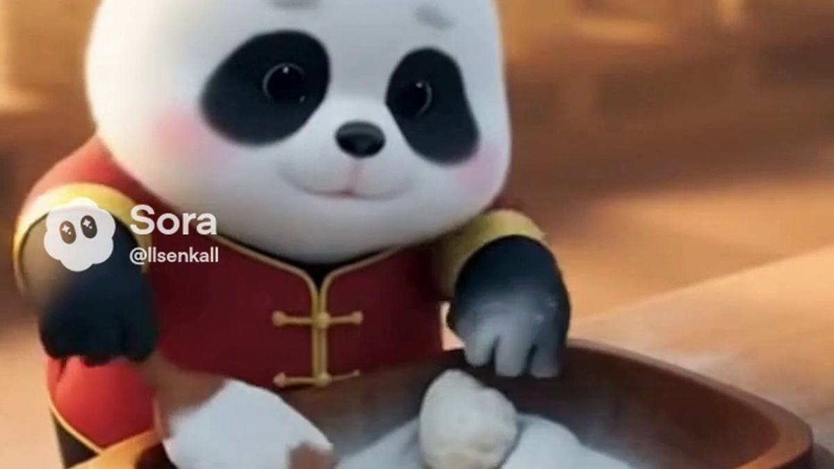 パンダが粉を混ぜている所